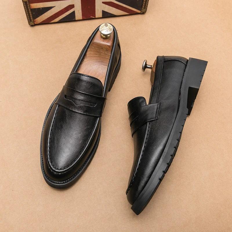 mogaciillo Men's Slipper Moccasins Black Leather 4
