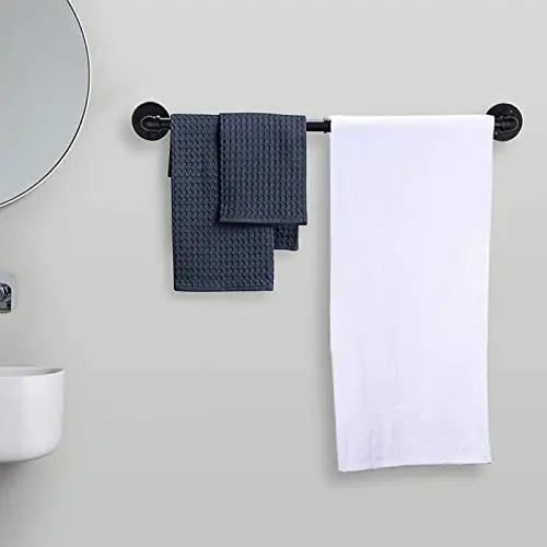 

Rustic Black Industrial Pipe Towel Holder 33.4 Inch Wall Mounted Heavy Duty Bathroom Rack For Bath Towels