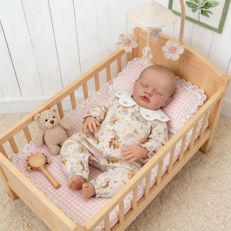 NPK 19'' Handmade Reborn Primrose Asleep Lifelike Soft Touch Baby Doll with 3D Skin Multiple Layers Painting Toddler Dolls