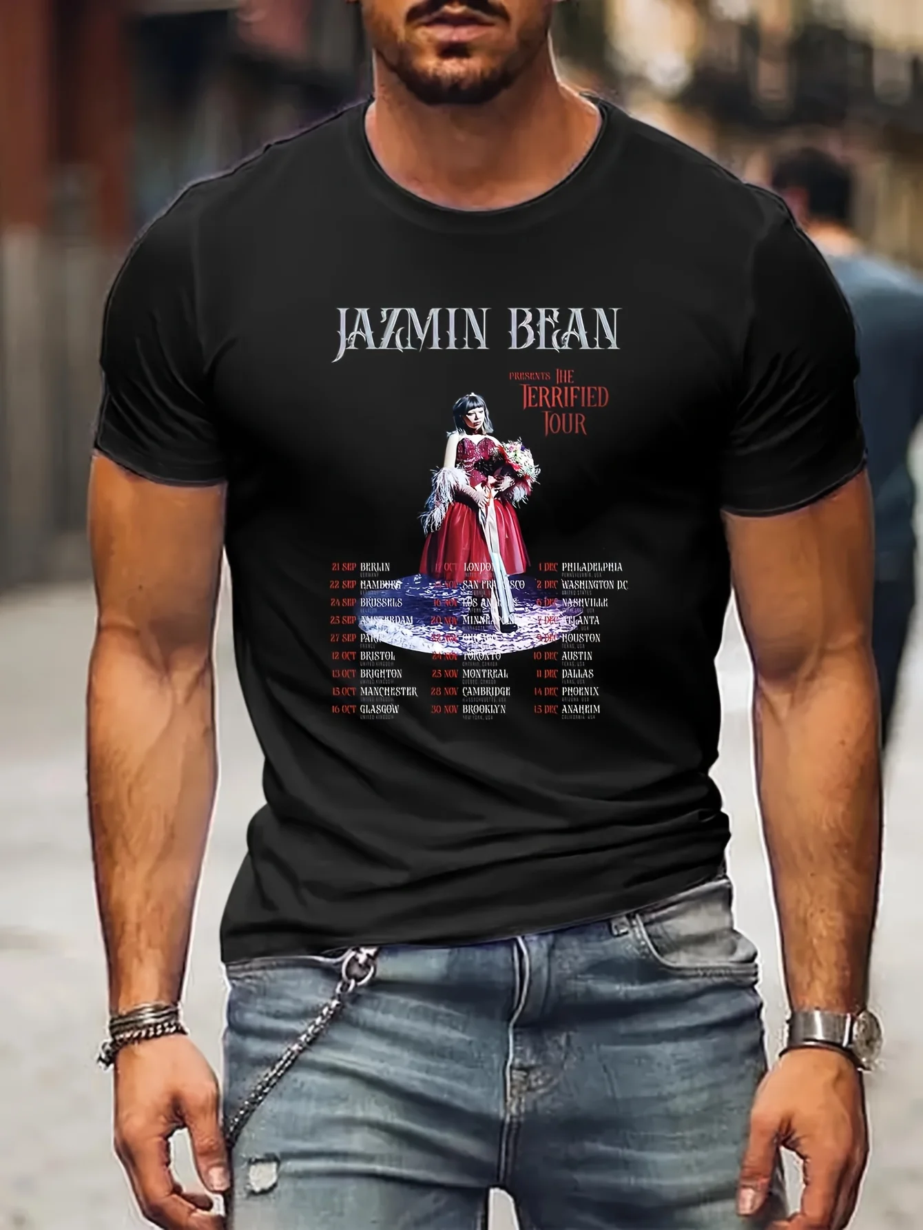 Jazmin Bean The Terrified Tour 2023 Men Clothes Gym Clothing Men Cute Anime Men T shirt Printed T-Shirt B5024158