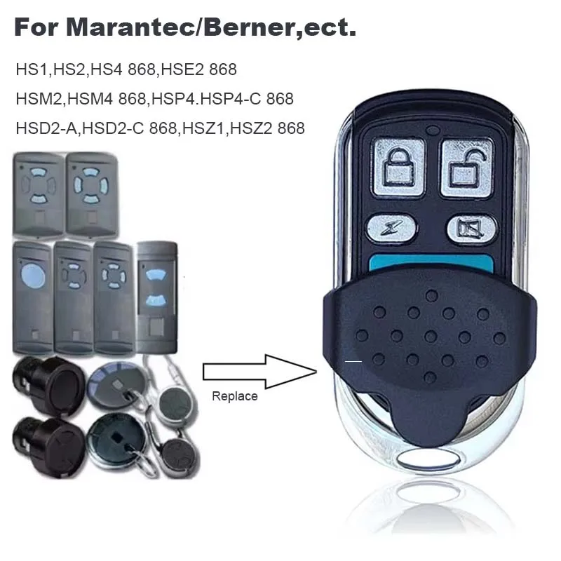 For Garage Remote Control Duplicator 868MHz 4 Buttons Wireless Car Keys for Garage Clone Opener