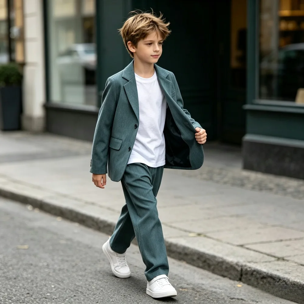 Anzüge für Jungen Frühling Herbst Langarm Casual Blazer Jacke Hose 2 stücke Schuluniform Teen Kinder Kleidung Set Kinder kostüm