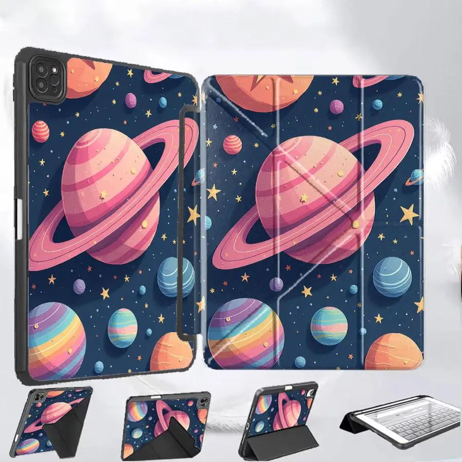 

Чехол-держатель для планшетов iPad Pro 2025, Air 4, 5, M3, M2, M4, 11 дюймов, Mini 6, 7, Pro 11-го, 10-го, 9-го, 8-го, 7-го поколений, 12.9 дюймов, Pink Planet