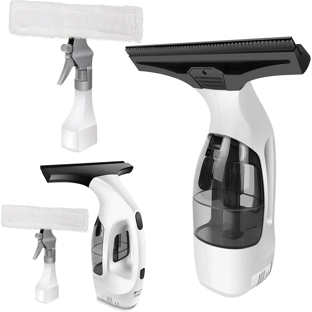 Cordless Window Vacuum Cleaner Electric Window Cleaner Tool, Squeegee Cordless with 300 ml Spray Bottle for Windows, Mirrors
