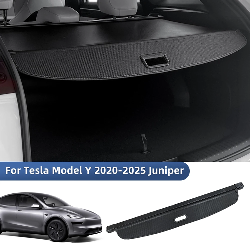 

Car Rear Trunk Cargo Cover For Tesla Model Y 2021-2025 Juniper Auto Curtain Cover Organizer Stowing Supplies Storage Accessories