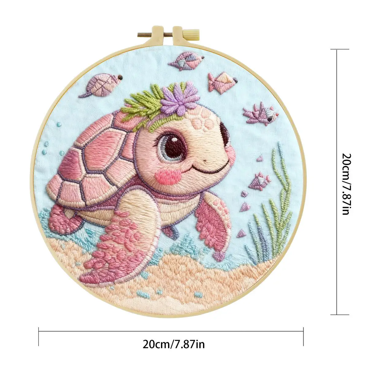 1 Stück 20X20CM/15X15CM 7,87/6,3 Zoll Tier - Schildkröte Stickerei Starter-Kit DIY-Kit DIY-Stickerei-Set Handarbeiten Nadelkunst – Detail 3