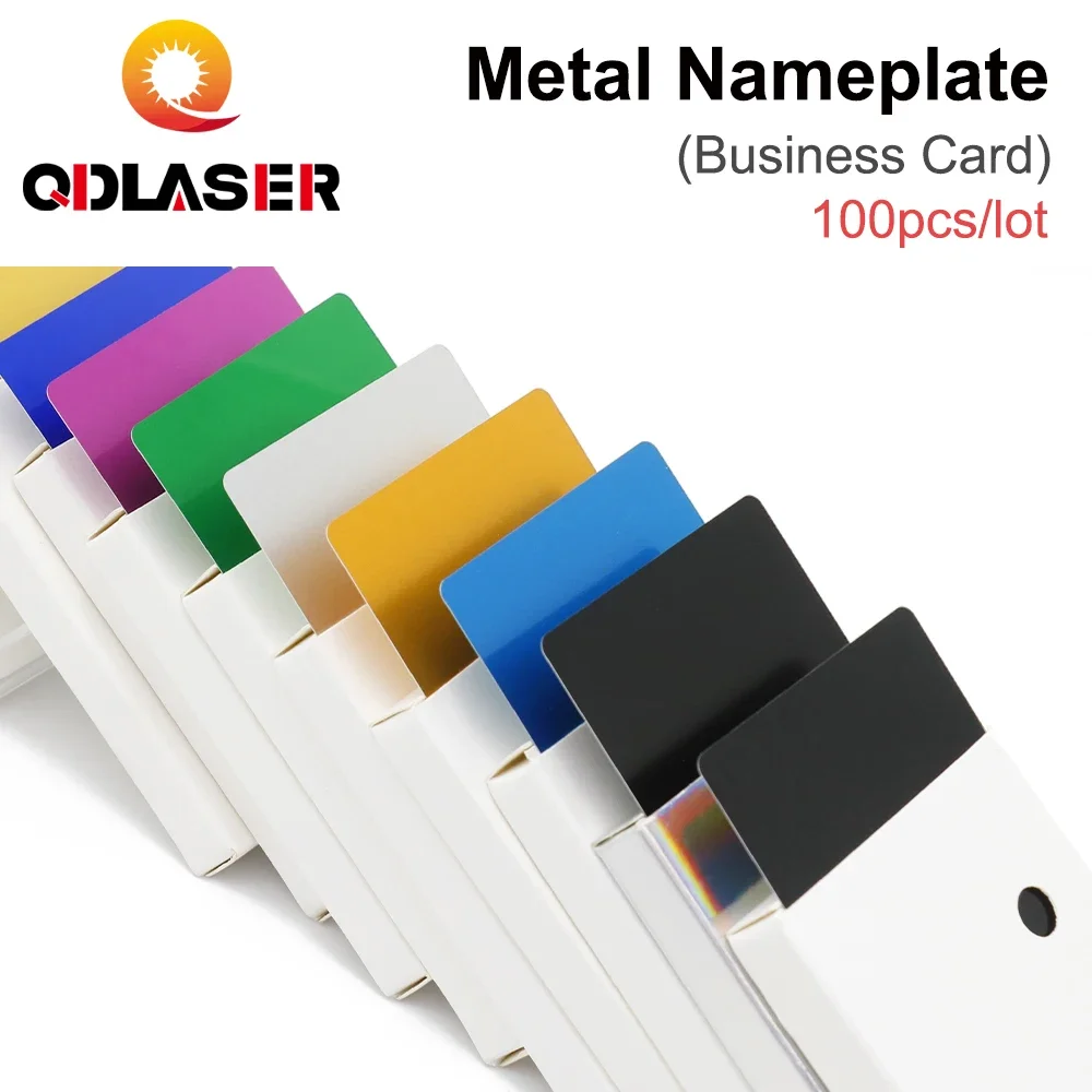 

QDLASER 100PCS Metal Nameplate Business Cards Multicolor Aluminium Alloy Material for Laser Marking Machine CO2 Laser Marker