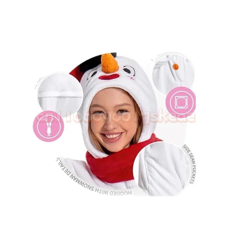 ชุดคริสต์มาสสำหรับผู้ใหญ่และเด็ก ชุดนอนผ้าพลัฌแบบครอบคลุมสำหรับพ่อแม่ลูก ลายซานตาคลอส กวางเรนเดียร์น่ารัก มนุษย์หิมะ ชุดคอสเพลย์ ชุดนอนผ้าอุ่นสำหรับใส่ที่บ้าน