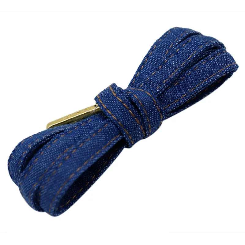 Weiou Premium Flat Denim Shoelaces With Metal Tips Cool Laces To Customize Your Kicks Blue Black Shoestrings For Sports Sneakers