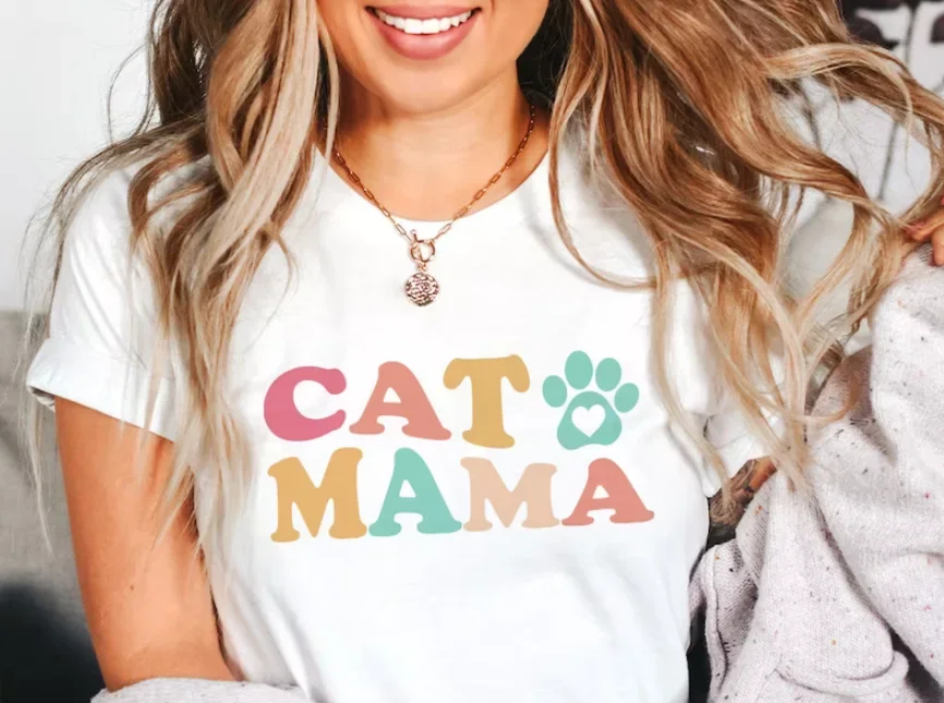 

Cat Mama Shirt for Women, Funny Cat Mom TShirt for Mother's Day Funny Lover for Cat Mom Short Sleeve Top Tees O Neck 100% cctton