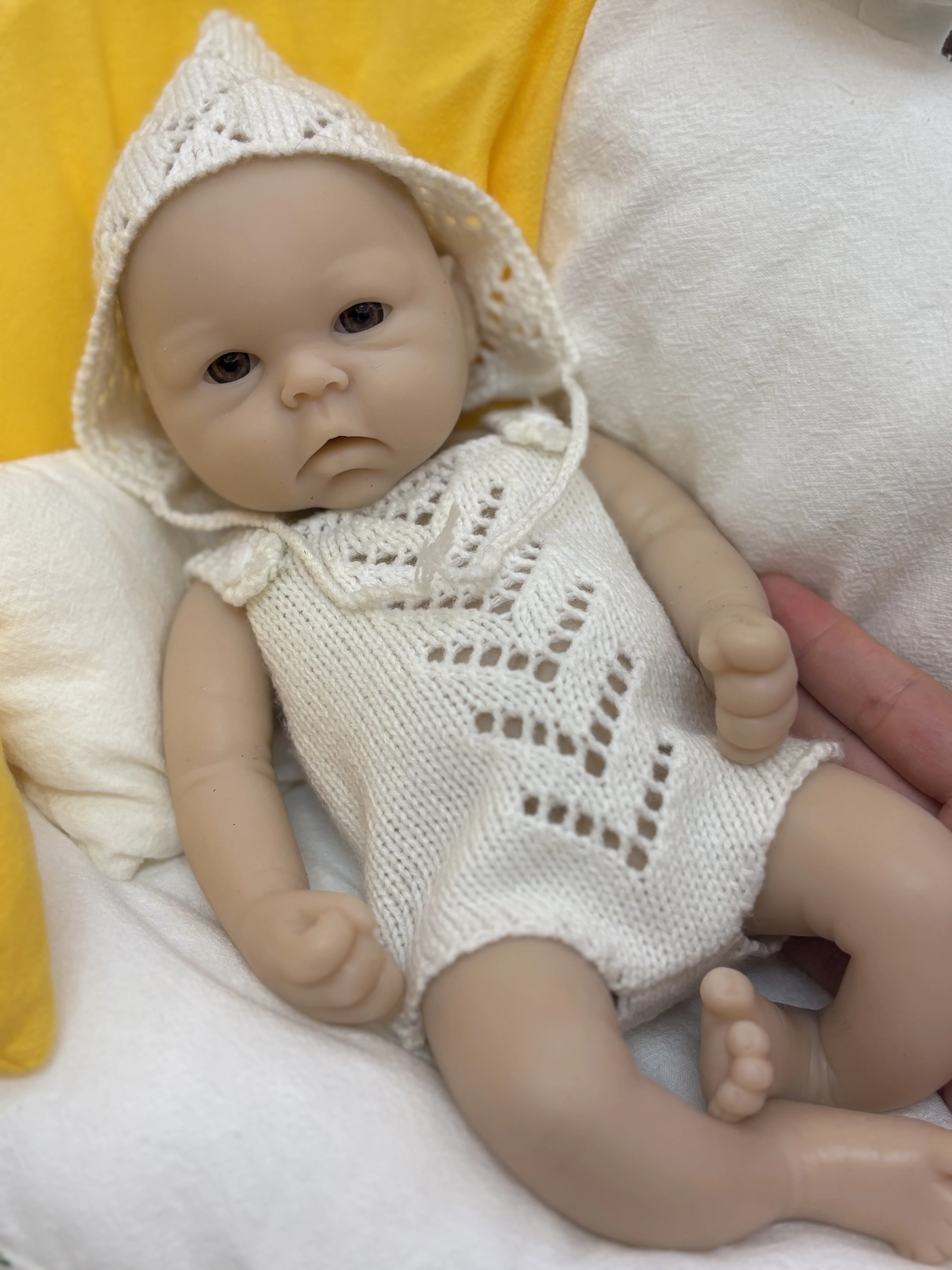 Ojos abiertos 33CM bebé reborn de silicona sólida niña muñeca Hanamde piel pintada boca abierta y muñeca recién nacida lavable