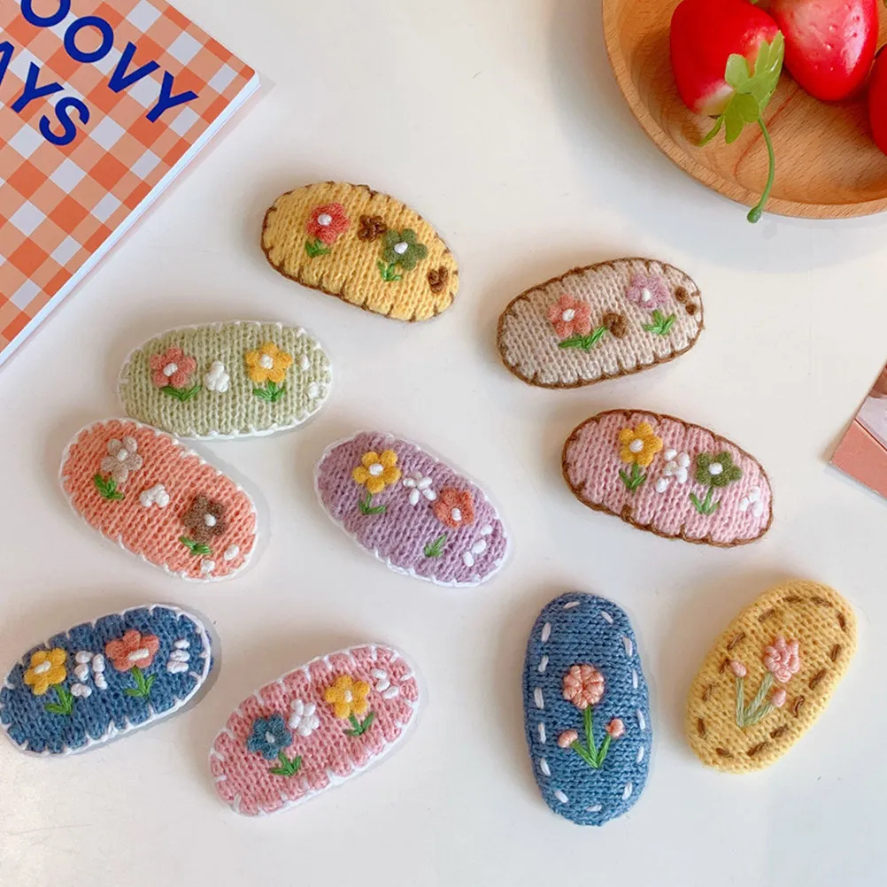 

3Pcs Woolen Knitting Hair Clips Flowers Pattern Elegant Hair Accessories for Women Girls School Party Vacation