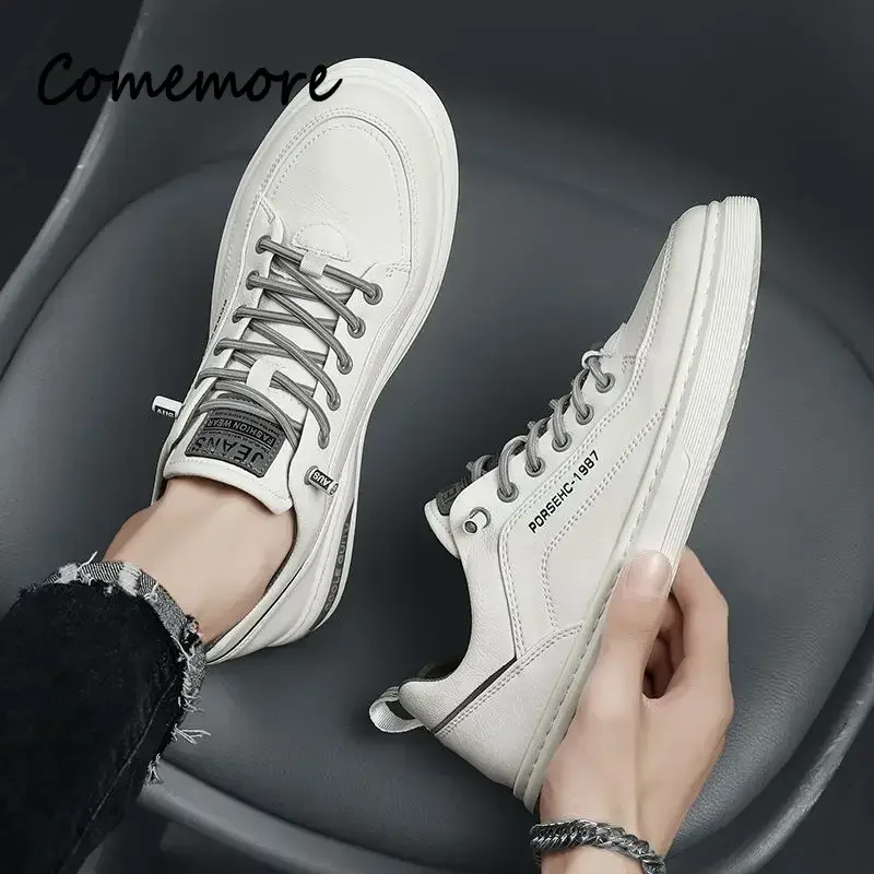 New Casual Men's Shoes Spring Autumn Trendy Low Top Flat Shoes Breathable White Motorcycle Boots For Men