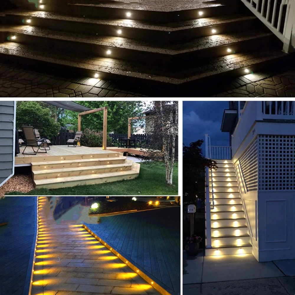 1W IP67 Outdoor Led Stair Light Recessed Footlight Corridor Stair Step Lamp DC12V 24V Underground Deck Staircase Garden Lighting