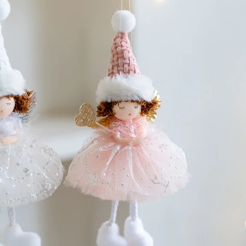 Christmas Decoration Pointed Hat Mesh Angel Girl Doll Pendant Hanging Decoration Christmas Children's Gift