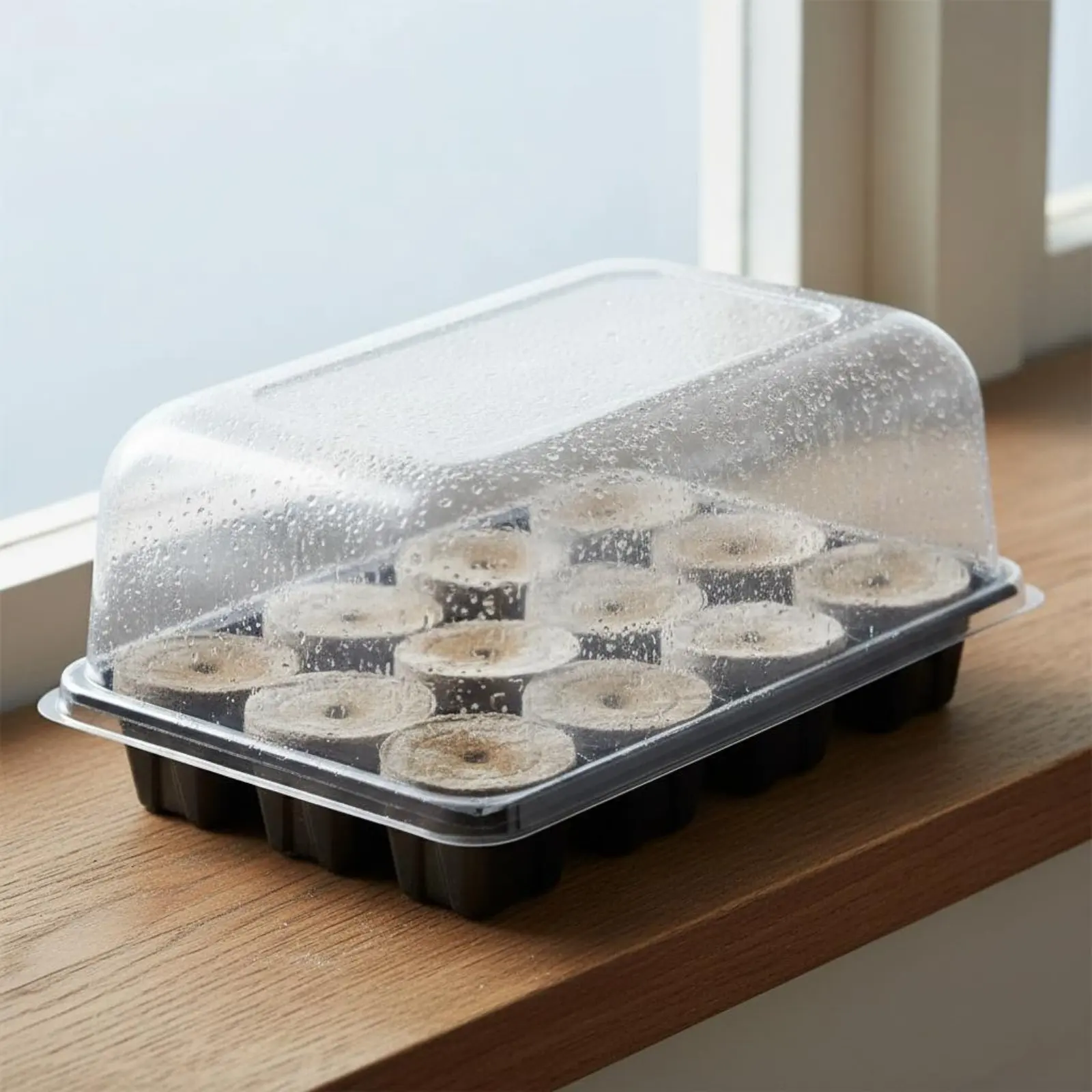 

3 Pieces Sprout Nursery Tray with Dome Moisture Retaining Plant Germination Kit Mini Greenhouse Propagator Reusable for Indoor