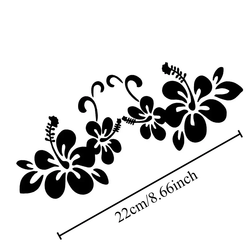 1Pc 2D Flat Hibiscus Flower Vinyl Sticker, Waterproof Decal for Car Door Window Motorcycle Decor, Holiday Gift