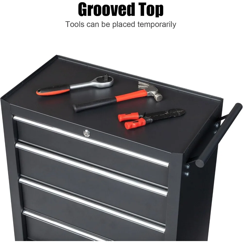 ตู้เครื่องมือกลิ้งสําหรับงานหนัก 4 ลิ้นชัก – ล็อคด้วยกุญแจ, ตู้เก็บของโลหะแข็งแรงทนทานบนล้อ, ผู้จัดงานการประชุมเชิงปฏิบัติการแบบพกพา