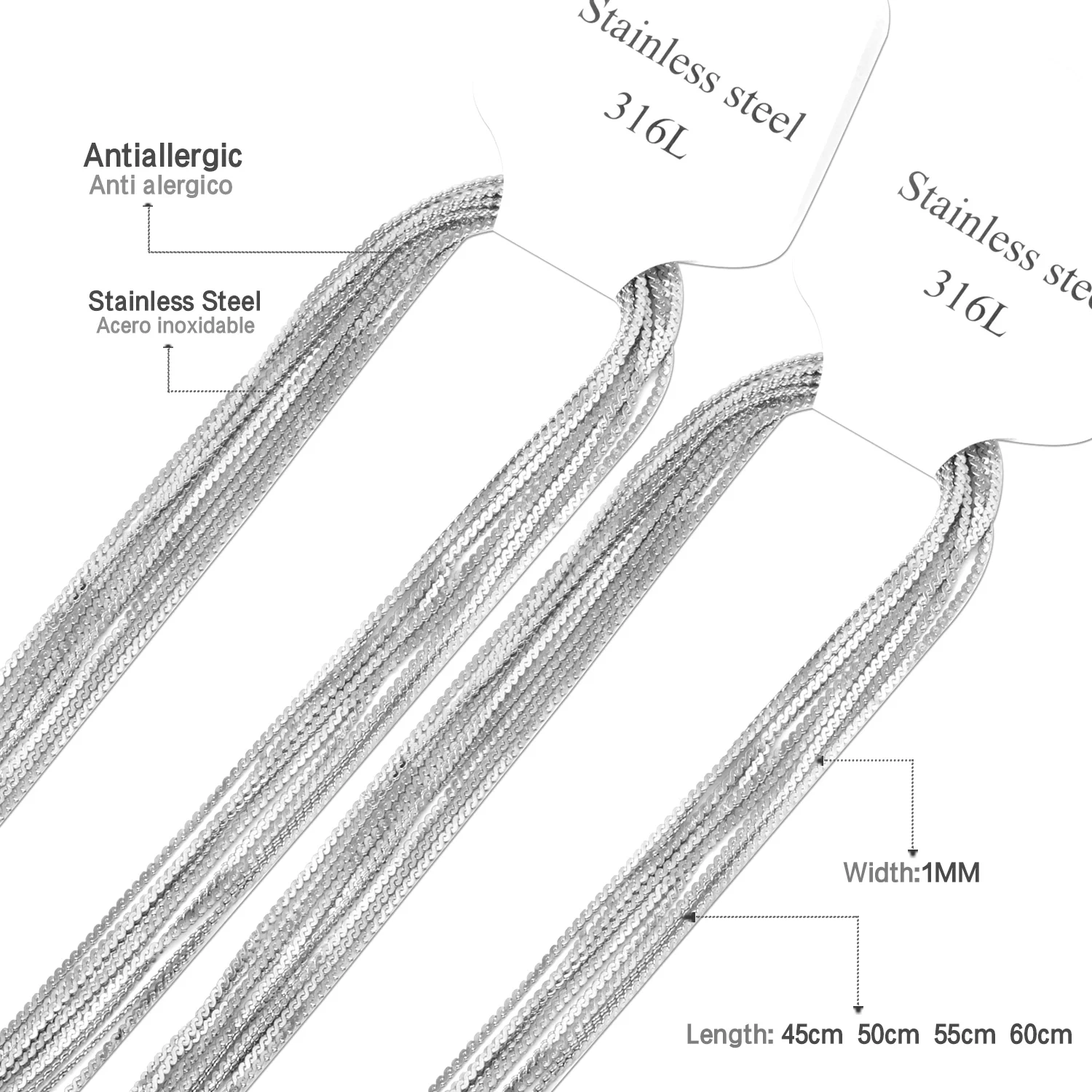 LUXUKISSKIDS Großhandel S-Ketten-Halskette zum Selbermachen, 1mm dünn, Edelstahl, wasserdicht, vergoldet, hochwertiger Basis-Schmuck – Detail 5