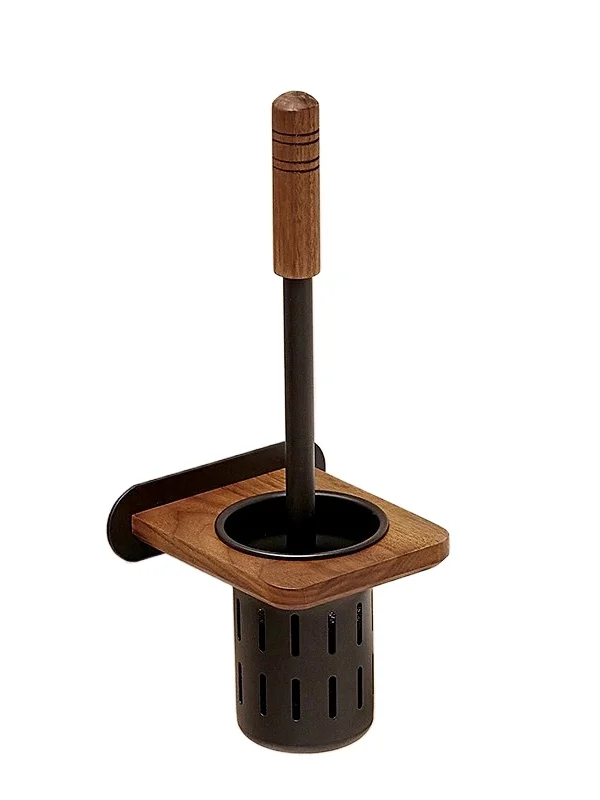 

Walnut toilet brush, toilet rack, no punching, bathroom wall hanging, household no dead ends