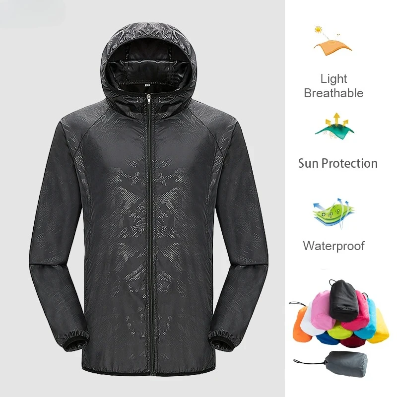 

Men Women Waterproof Hiking Jackets Quick Dry Camping Windbreaker Unisex Outdoor Trekking Raincoat Anti UV Packable Clothes