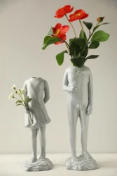 Lonely Beautiful Three-dimensional Portrait Hand-kiln Glazed Porcelain Vase Decoration Flower Vase  Nordic Style Home Decor