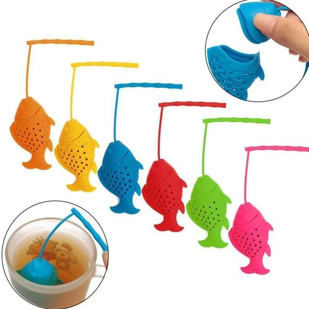 Fun Cartoon Tea Accessories High Quality Fish Shape Tea Strainer Food Grade Silicone Loose-Leaf Tea Infuser Filter Diffuser