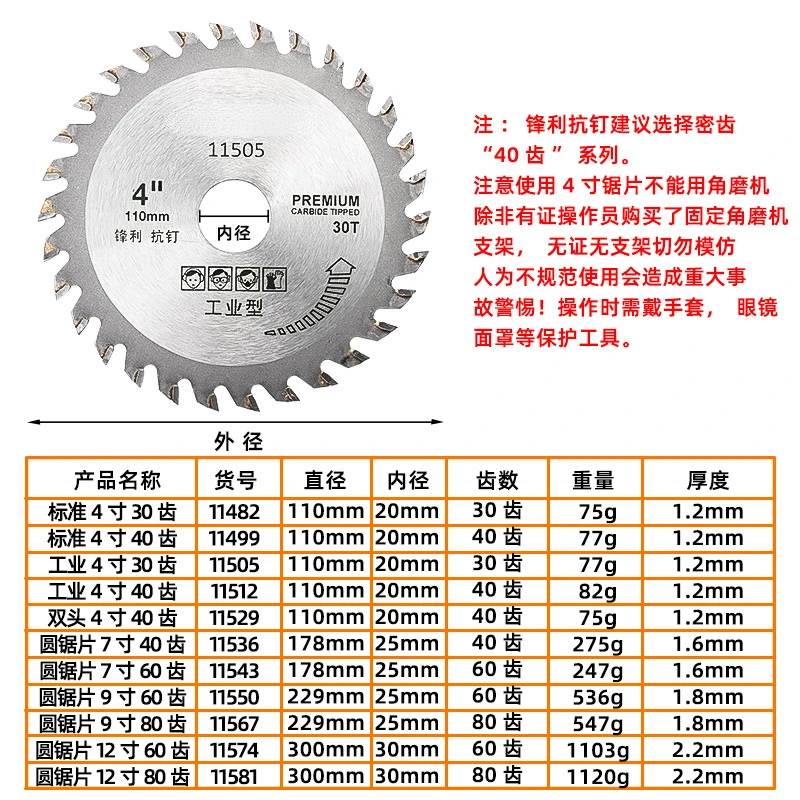 Woodworking saw blade 4-inch alloy woodworking circular saw blade wood cutting machine cutting blade wood saw blade