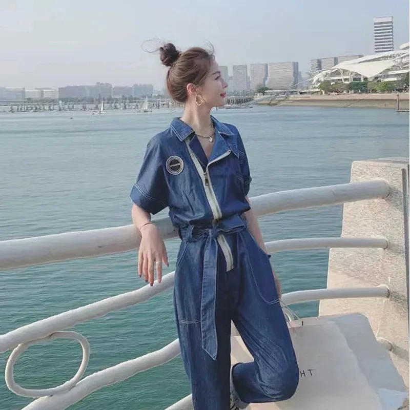 

Denim Jumpsuit Female Korean Style Oversize High Waist Casual One Piece Outfit Playsuit Vintage Pants Overalls for Women Clothes