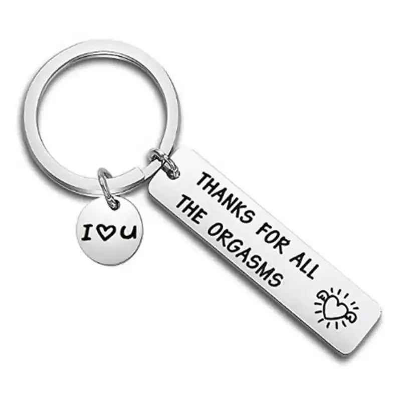 Stainless Steel Keychain Thanks for All The Orgasms Letter Black Color Keychain Gift for Couples Metal Key Ring Car Accessories