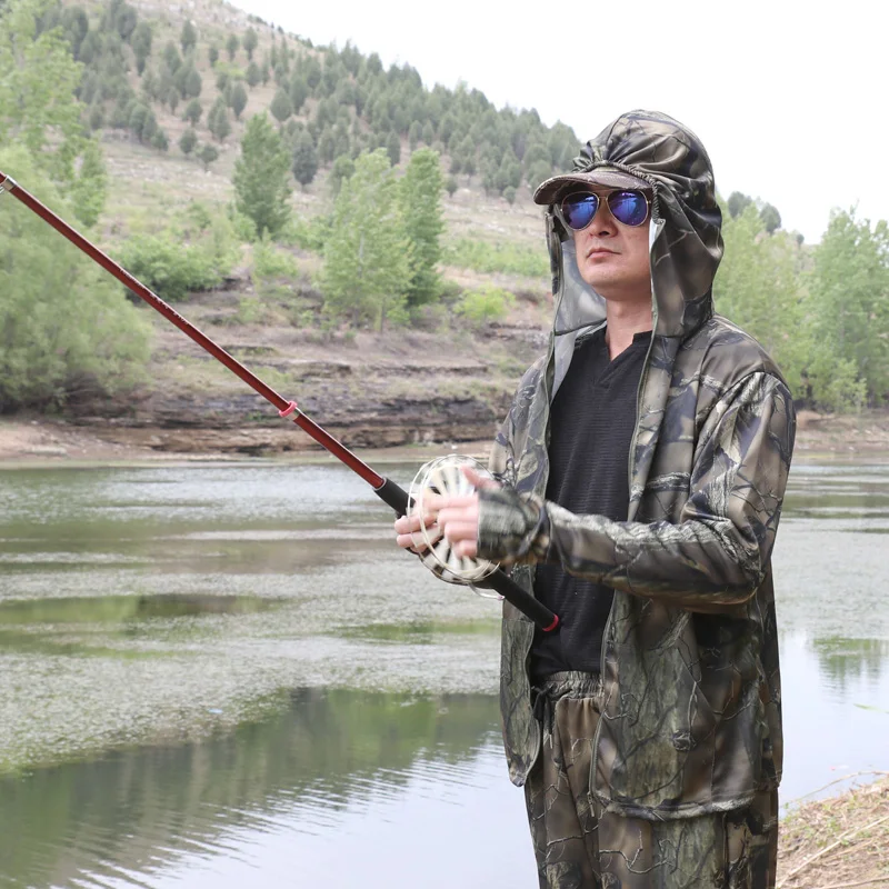 Summer Ultra-Thin Bionic Camouflage Suit Anti-Mosquito Fishing Hunting Clothes Tactical Ghillie Suits T-shirt Pants Set