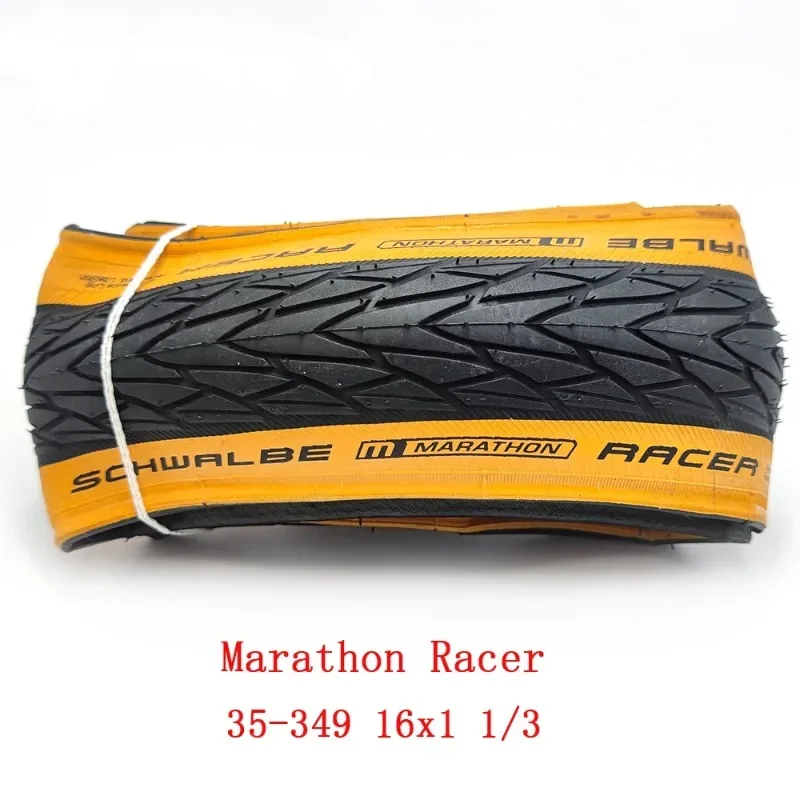 Marathon Racer ONE KOJAK 35-349 16 inch 16x1 1 / 3 Ultra Light Yellow Side Tire 32-349 For Brompton Folding Tyres