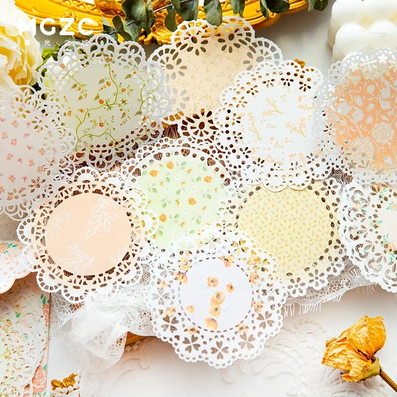 20Pcs Multi-color Mandala Circle Lace Craft Paper Floral Junk Journal Ephemera Album Collage Scrapbooking Material Paper Pack