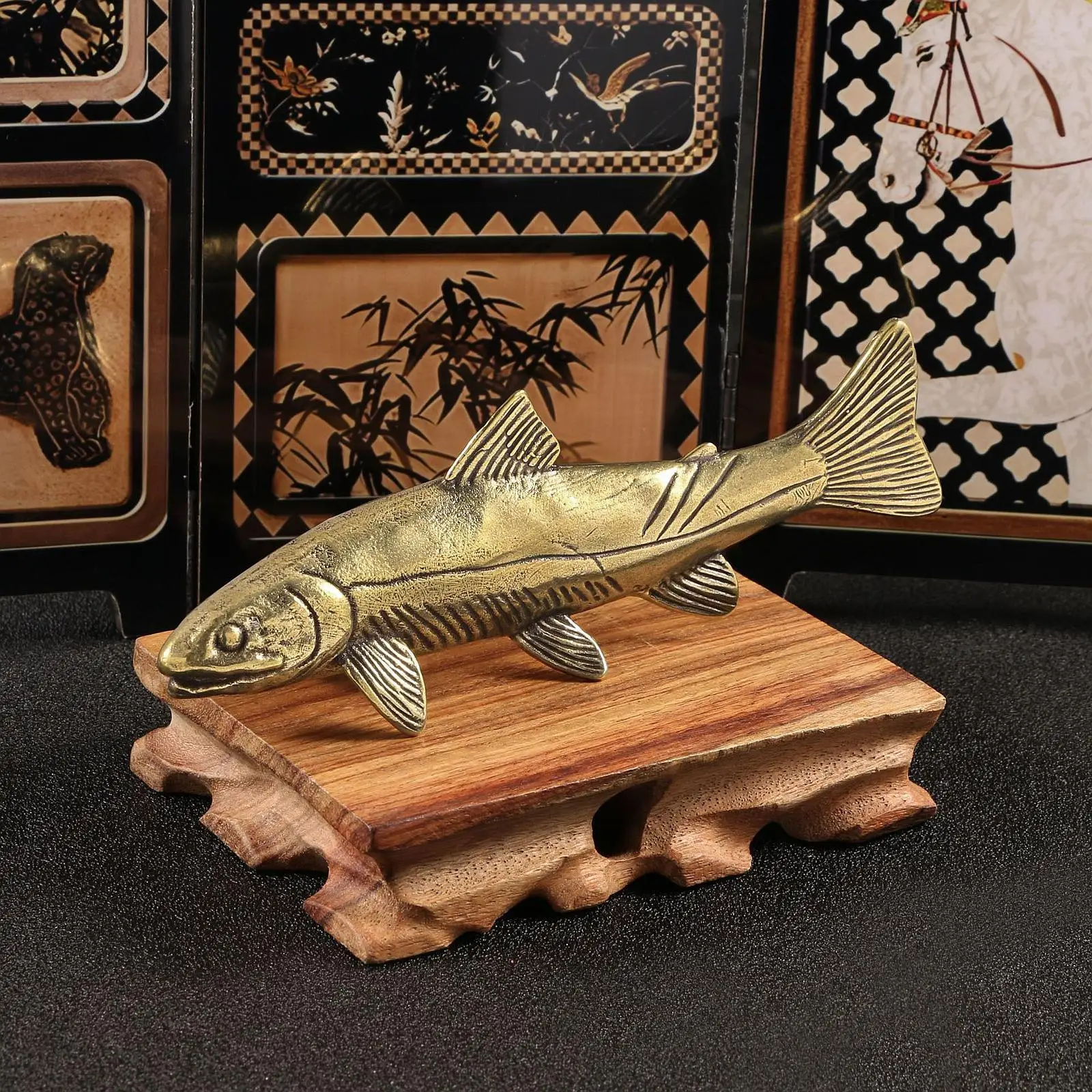 النحاس الأسماك تمثال مكتب توبر العتيقة الحرفية سطح المكتب زخرفة حسن الحظ محظوظ تمثال لمكتب غرفة المعيشة الجدول حديقة