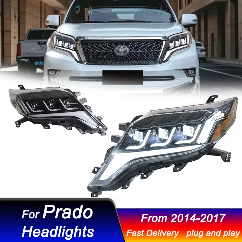 Faros Led de coche para Toyota Prado 2014-2017 estilo Lexus lámpara LED para cabeza actualización DRL lámpara de señal dinámica conjunto de luz delantera