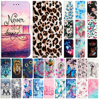 For TCL 40 SE Case Painted Pattern Leather Flip Wallet Case on sFor TCL 40 SE 40SE 408 405 403 T507D T506D Phone Cover Coque