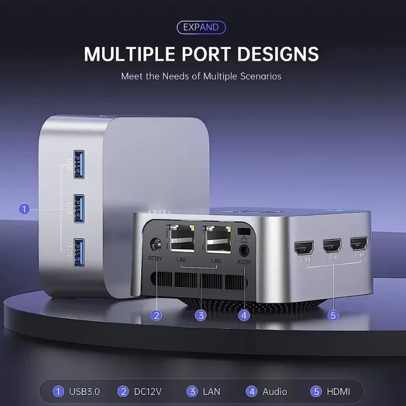 T8 Plus Intel 12th Twin Lake N150 Quad Core Mini PC 512 GB SSD Windows 11 16 GB LPDDR5 Dual-Gigabit-Port WiFi5 BT4.2 4K HD Mini-PC