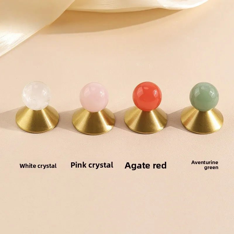 High End Agate Crystal Handle Personalized Furniture Wardrobe Cabinet Shoe Cabinet Multi-color Brass Single Hole Handle