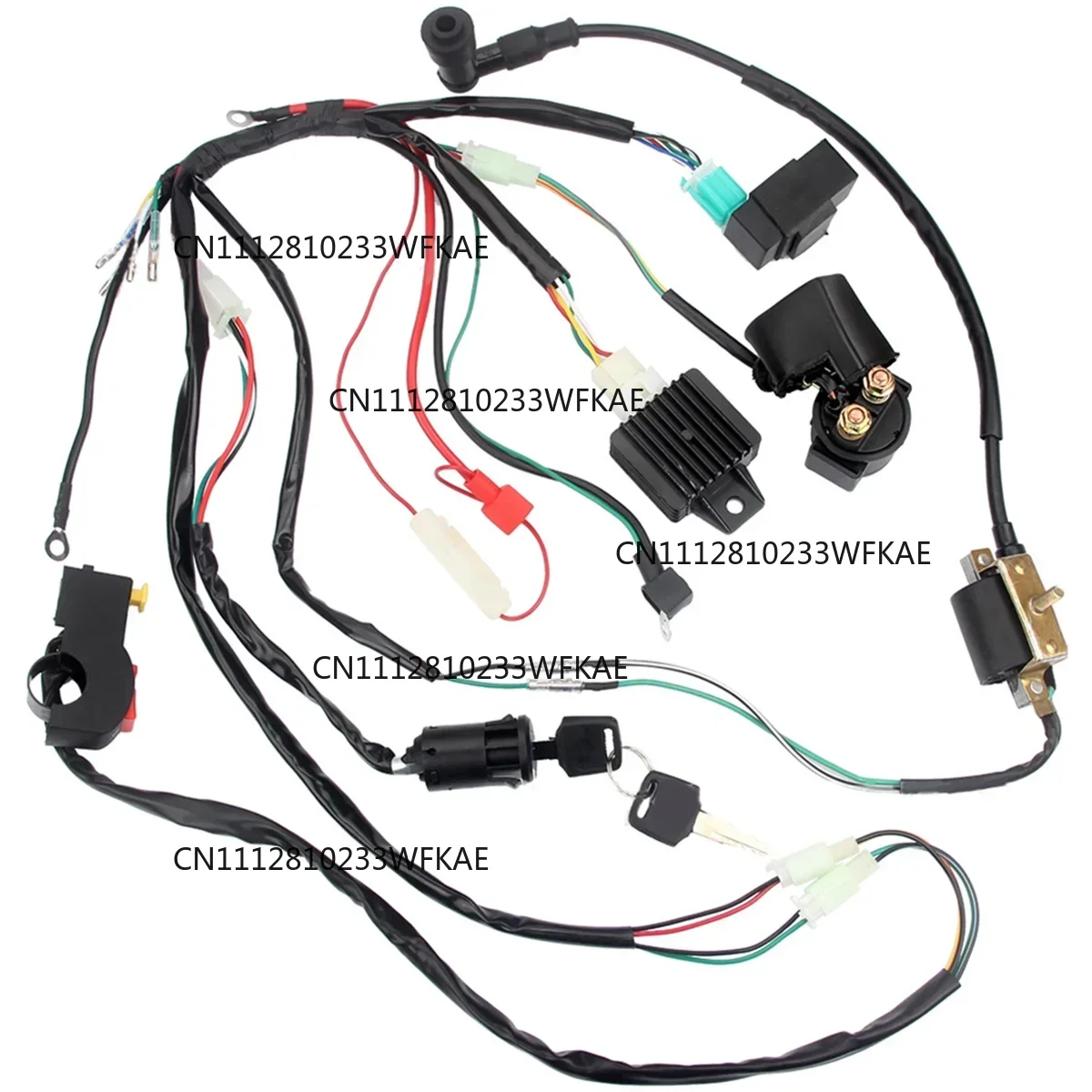 Wiring Harness CDI Ignition Coil Kit for 50cc 70cc 90cc 110cc ATV Electric Quad Vehicle, Full Vehicle Circuit Ignition