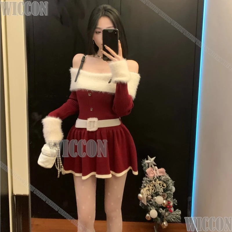 2026 عيد الميلاد فستان أحمر أنيمي تأثيري حلي حمالة تنورة قصيرة مثير ملابس امرأة ساخنة كوس دعوى هالوين كرنفال الزي #2