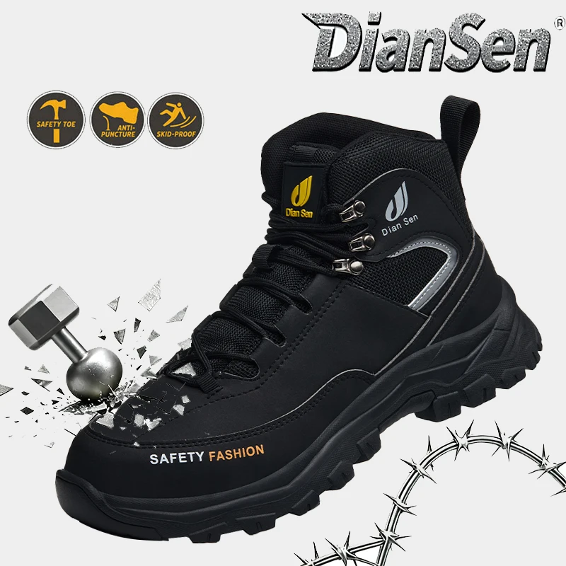 

Men's High Top Work Safety Boots Steel Toe Work Shoes Anti-Smash & Anti-Puncture Boots - Stylish, Lightweight for Logistics Work