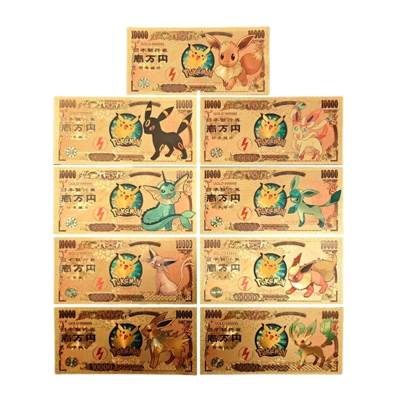 Pokemon Eevee Vaporeon Umbreon Self Made Imitation Gold Foil Card Commemorative Coins Anime Classics Game Collection Cards Toy