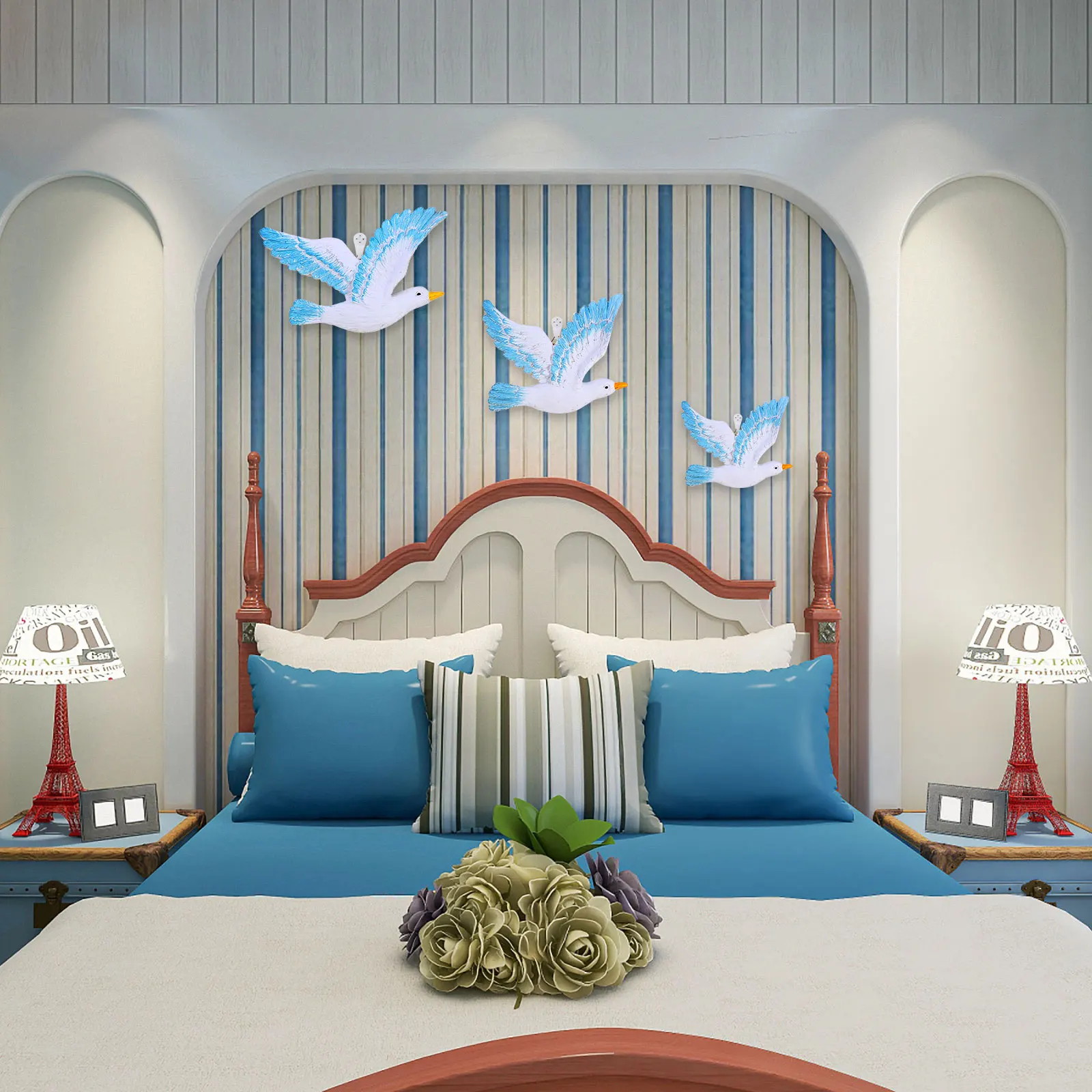 

3 Pcs Seagull Wall Decor Celestial Decoration Simulation Pendant Home Resin Decorate