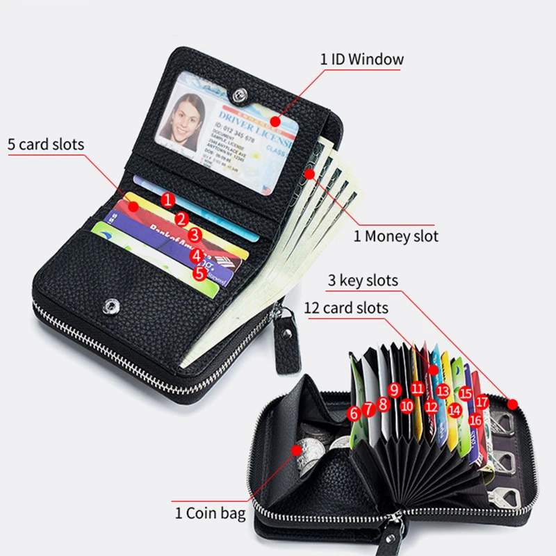 Portfel z prawdziwej skóry luksusowa tarcza jakości modna portfel z saszetką na karty na kartę kredytowa, dowód osobisty z etui na wizytówki