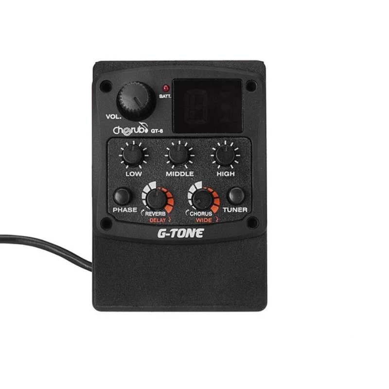 

New LCD Tuner with Reverb/Delay/Chorus/Wide Effects+Battery GT-6 Acoustic Guitar Preamp Piezo Pickup 3-Band EQ Equalizer