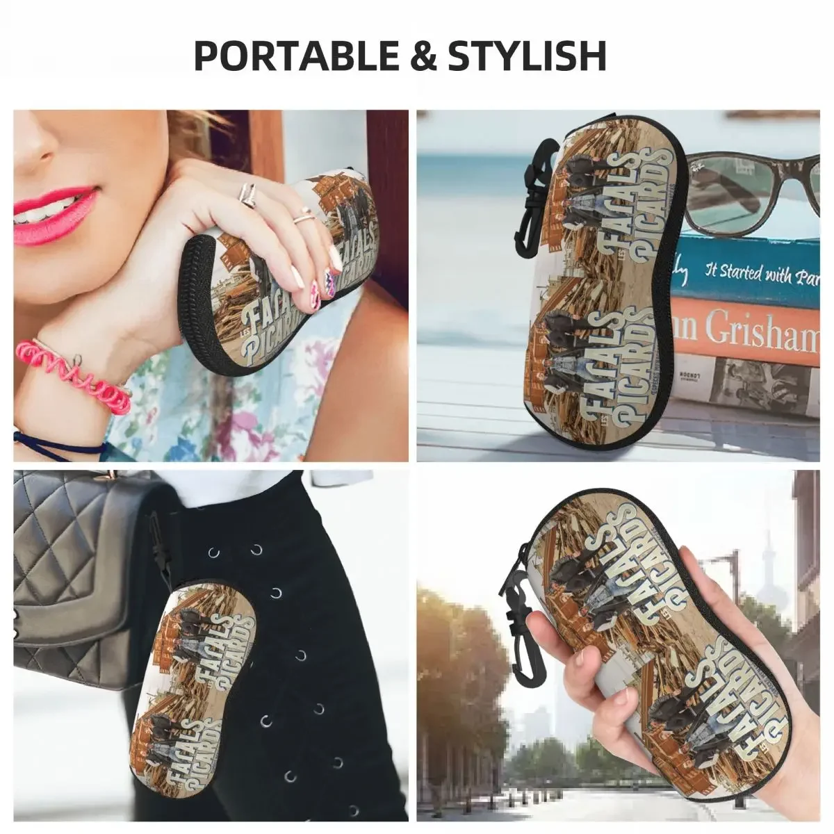 Les Fatals Picards Especes Menacees Album 2019 Custodia per occhiali Shell Scatola per occhiali da sole portatile Donna Uomo Borsa per occhiali morbida