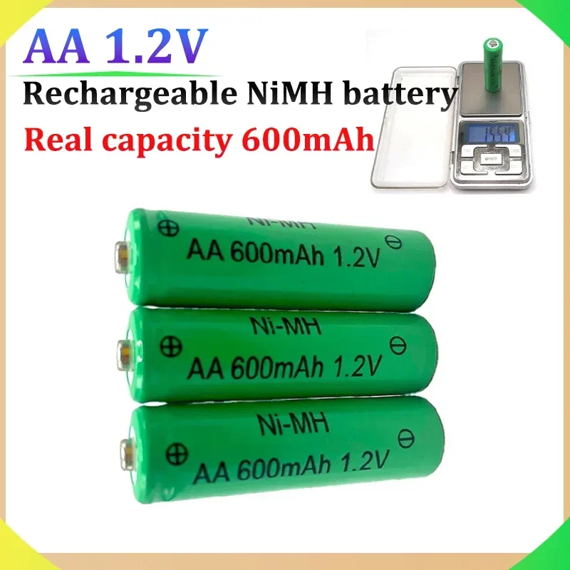 New AA 1.2V Rechargeable Ni-MH Battery Real Capacity 600mAh Suitable for Flashlight Remote Control MP3/MP4 Player Backup Battery