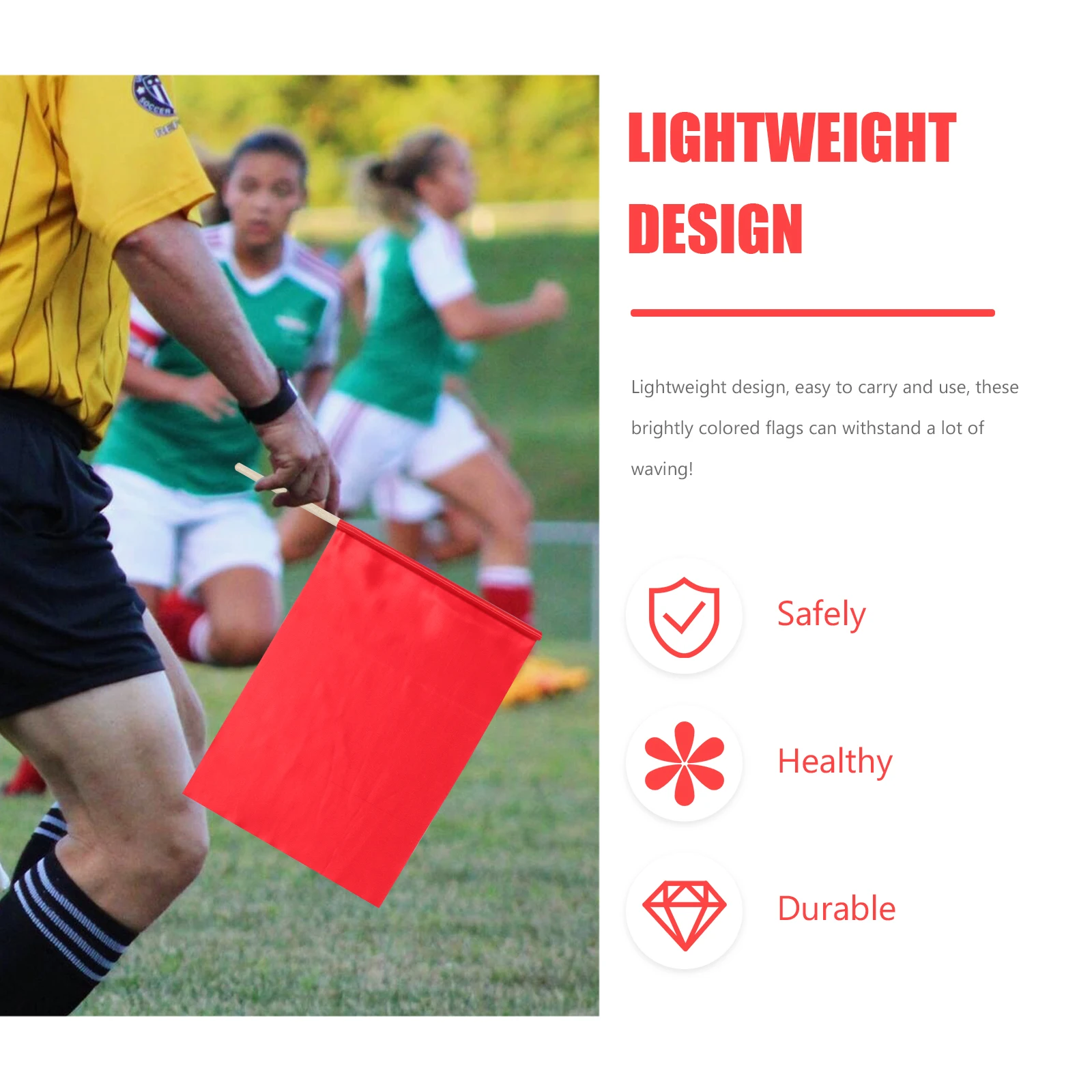 

4 Pcs 30cm x 40cm Durable Signal Flags for Soccer Referees Football Race Conducting Hand Flags Match Memorabilia Team