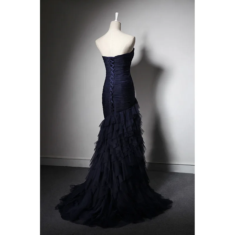 Tailor made Mother of the Bride Dresses Evening Cocktail Prom Bridesmaid Celebrity-Inspired navy blue weave tulle layers Dress