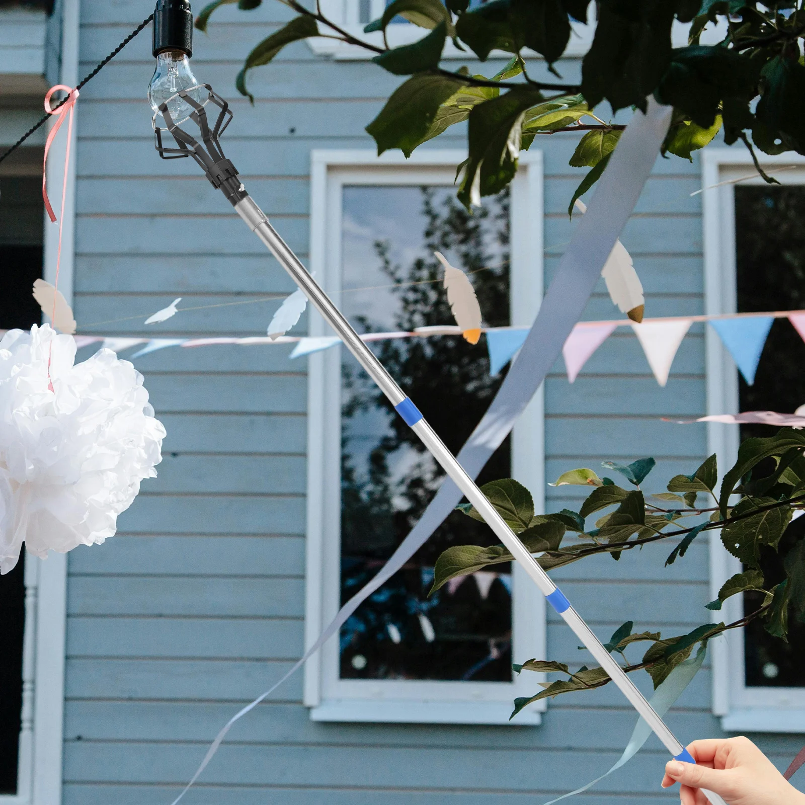 1 مجموعة 1 مجموعة الثقيلة الفولاذ المقاوم للصدأ تلسكوبي ضوء لمبة مبدل قضيب ل عالية السقف العالمي تمديد القطب ممسحة مقبض #6